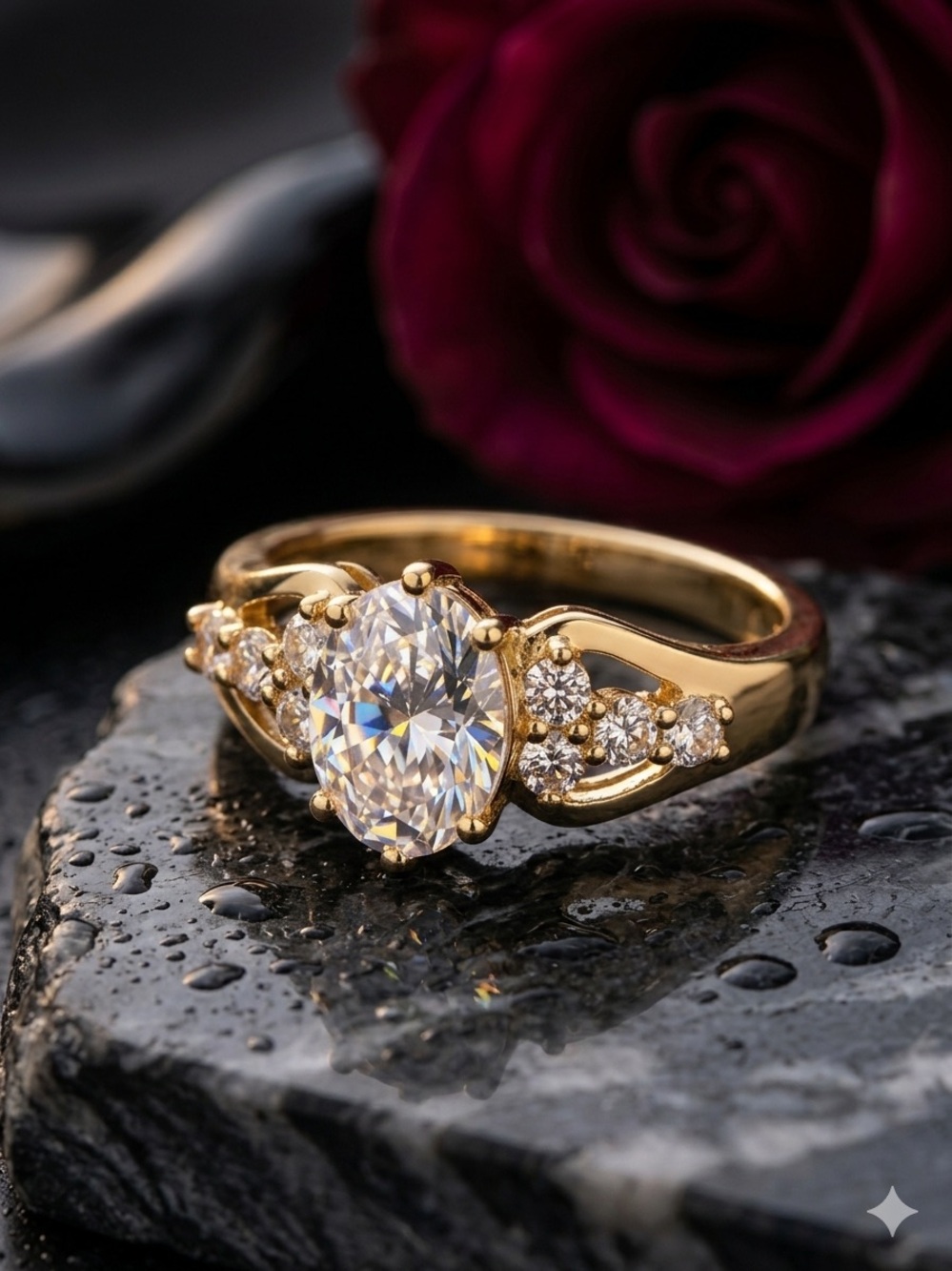 14k Gold - Filled Oval-Cut CZ Cocktail Ring